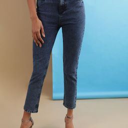 Freehand by The Indian Garage Co Women Blue Straight Fit Light Fade Clean Look Stretchable Jeans-picture-41