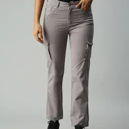 SHOWOFF Women Grey Straight Fit Low Distress Cropped Jeans-image-5