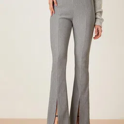 DOROTHY PERKINS Women Ribbed Smart Stretch Flared Trousers-picture-12