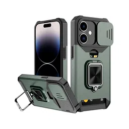 Luxury Kase LK177 Camera Slide Protection Card Holder Kickstand iPhone 16 Plus Back Case-image-21