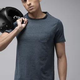 The Roadster Lifestyle Co. Men Round Neck Solid With Chest Pocket Casual T-shirt-picture-13