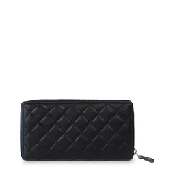 CIMONI Women Black & Black Quilted Leather Zip Around Wallet-picture-17