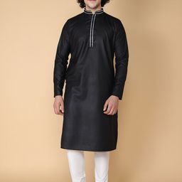 TABARD Men Black Regular Pure Cotton Kurta with Churidar-picture-14