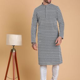 TABARD Ethnic Motifs Embroidered Regular Pure Cotton Kurta with Churidar-picture-16