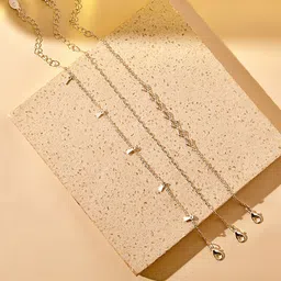 Accessorize Set Of 3 Mixed Chain Filigree Anklets-picture-39