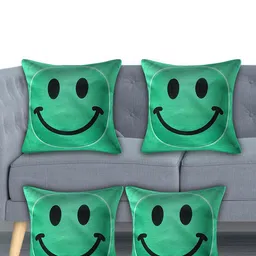 Kuber Industries Green & Black Set of 4 Cartoon Characters Velvet Square Cushion Covers-picture-45