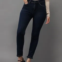 SHOWOFF Women Navy Blue Jean Slim Fit Slash Knee Stretchable Jeans-picture-33