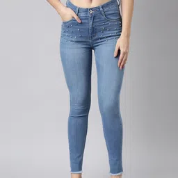SHOWOFF Women Jean Skinny Fit Light Fade Embellished Clean Look Jeans-picture-43