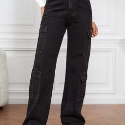 Next One Women Smart Wide Leg High-Rise Stretchable Cargo Jeans-picture-33