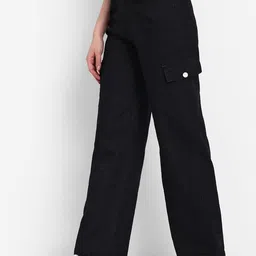 Next One Women Smart Wide Leg High-Rise Stretchable Cargo Jeans-image-43