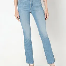 Vero Moda Women Bootcut High-Rise Low Distress Heavy Fade Stretchable Jeans-image-51