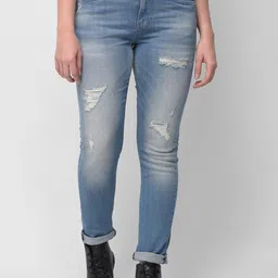 Woodland Women Blue Slim Fit Heavy Fade Stretchable Jeans-image-91