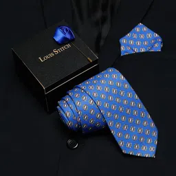 LOUIS STITCH Italian Silk Printed Formal Tie Accessory Gift Set-image-78