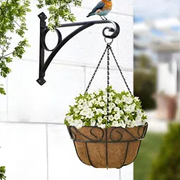 Garden King Set Of 2 Black 12 Inch Classic Spiral Design Planters-picture-23