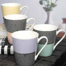 White Gold Set Of 4 Printed Porcelain Glossy Mugs-picture-13