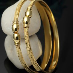 ZENEME Women Set Of 2 Gold-Plated Bangle-Style Bracelet-picture-10