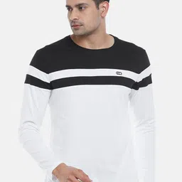 Ajile by Pantaloons Men White & Black Colourblocked Monochrome Pure Cotton Slim Fit T-shirt-picture-41
