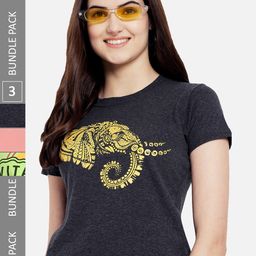 Fabflee Pack Of 3 Graphic Printed Cotton T-Shirt-picture-31