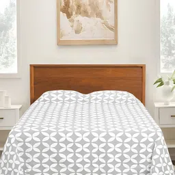 Saral Home Grey & White Ethnic Motifs Cotton 210 TC Queen Bedsheet with 2 Pillow Covers-image-34