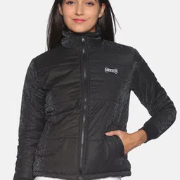 Campus Sutra Women Black Windcheater Padded Jacket-image-45