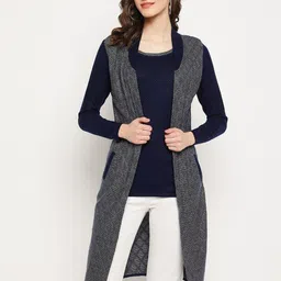 Zigo Women Checked Longline Wool Sweater-picture-39