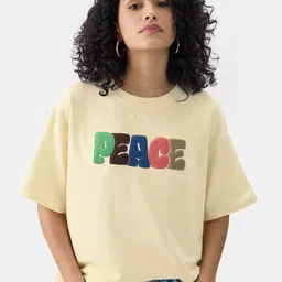The Souled Store Women Typography Cotton Oversized T-shirt-picture-9