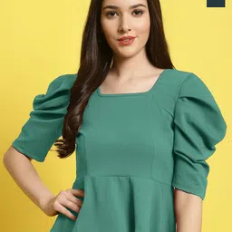 Fabflee Pack Of 2 V-Neck Puff Sleeves Tops-picture-32