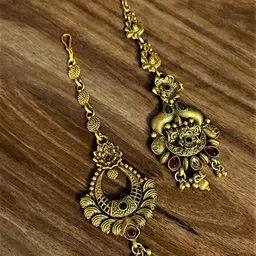 ATIBELLE Set Of 2 Gold-Plated Stone Studded Maang Tikka-picture-41