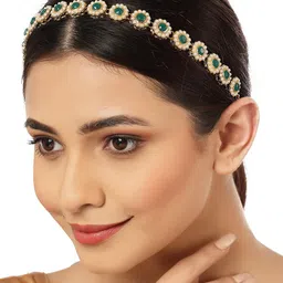 KARATCART Women Green Kundan Studded Head Jewellery-picture-46
