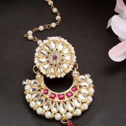 NVR Gold-Plated Cubic Zirconia Studded Maang Tikka-picture-19