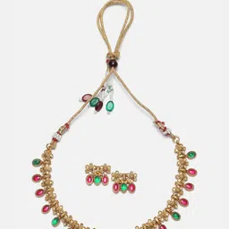 Kennice Gold-Plated Cubic Zirconia-Studded Floral Jewellery Set-picture-36