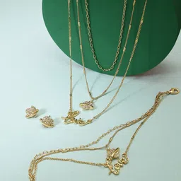 AMI  Gold-Plated White Stone-Studded Layered Contemporary Jewellery Set-picture-10