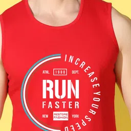 WOOSTRO Pack Of 2 Printed Combed Cotton Gym Vests -VWS26(PLAIN PEACH)(RUN RED) image 3