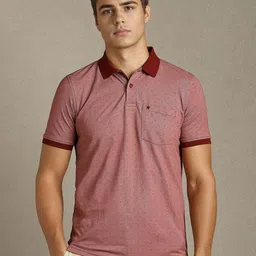 Louis Philippe Men Geometric Printed Polo Collar Cotton T-shirt-picture-45