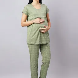 DZZO Maternity Geometric Printed Pure Cotton T-shirt With Pyjamas image 5