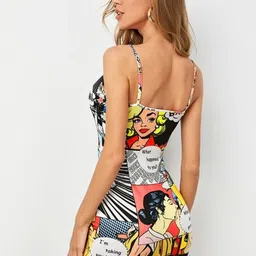 VANGULL Women Graphics Print Shoulder Straps Mini Sheath Dress image 4