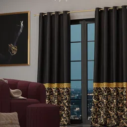 Stoa Paris Versailles Black & Gold-Toned Set of 2 Ethnic Motifs Door Curtains image 2