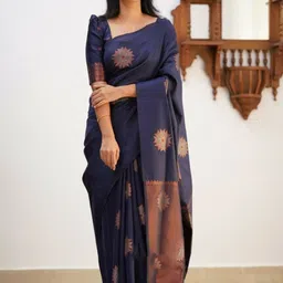 VASTRAAVEDAA Woven Design Zari Art Silk Handloom Banarasi Saree-picture-32