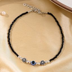 Silvermerc Designs Silver-Plated Evil Eye Beaded Anklet-picture-18