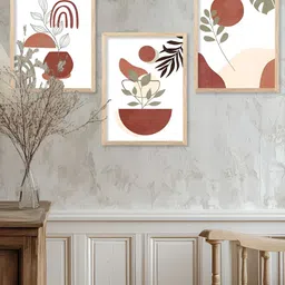 Kotart Brown & White 3 Pieces Wooden Floral and Botanical Wall Arts-picture-12