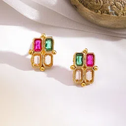 Rubans 22K Gold-Plated Zircon Studded Jewellery Set image 3