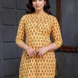 KALINI Floral Print Mandarin Collar Cotton Top-picture-19