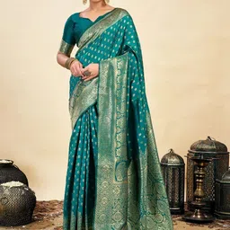 ALBIRA CREATION Woven Design Zari Silk Blend Handloom Banarasi Saree-picture-37