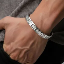 RKB Sales Men Stainless Steel Silver-Plated Cuff Bracelet-picture-17