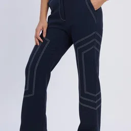 PINACOLADA Women Textured Embroidered Comfort Trousers image 3