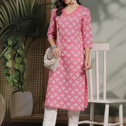 Sangria Women Floral Printed Daily Cotton Straight Kurta-picture-20