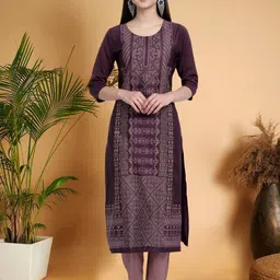 7Threads Women Ethnic Motifs Printed Thread Work Floral Crepe Kurta image 5