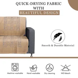 Kuber Industries Gold-Toned 2 Pieces Self Design Cotton 1 Seater Sofa Covers image 4