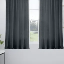 Cortina Black 2 Pieces Rod Pocket Sheer Window Curtain-picture-38
