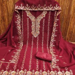 rangtulika ethnics Rangtulika Floral Embroidered Zari Unstitched Dress Material-picture-15